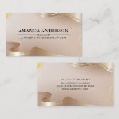 Carte De Visite Rubans Beige et or de luxe (Devant / Derrière)