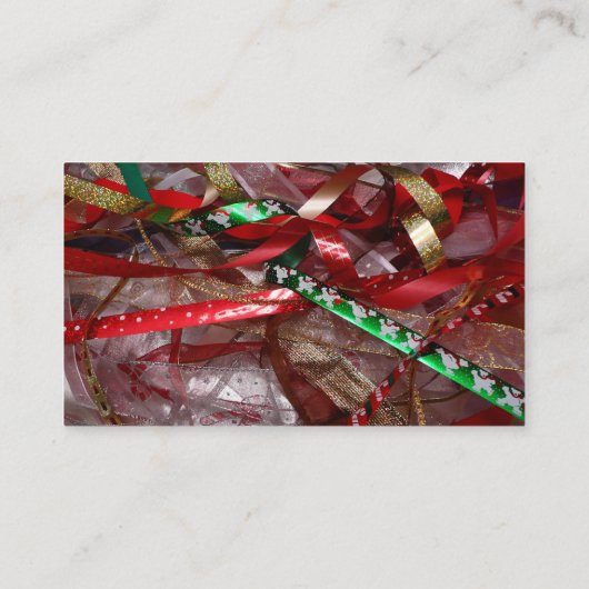 Carte De Visite Rubans de Noël Rouge Vert et Or Vacances (Dos)