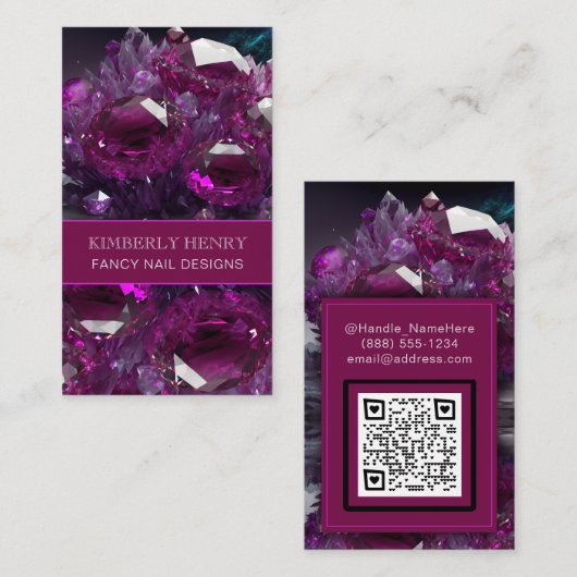 Carte De Visite Ruby Radiance Abstrait Magenta Hot Pink Crystal (Devant / Derrière)