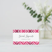 Carte De Visite Ruby Red Chic & Elegant Motif Ikat (Debout devant)