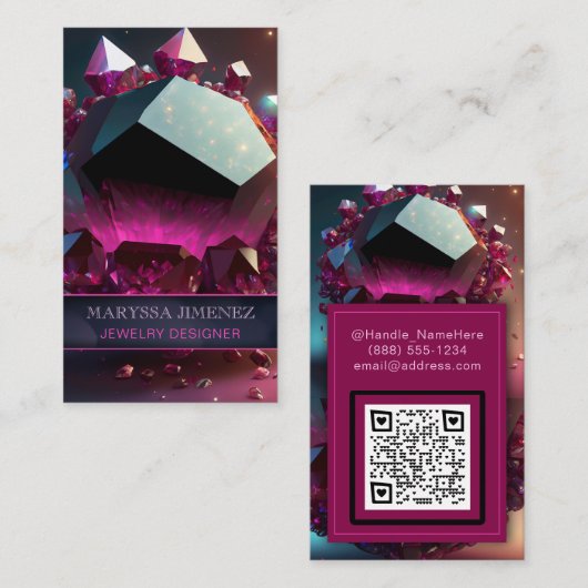 Carte De Visite Ruby Red Crystal Gemstone Elégance Luxe Moderne (Devant / Derrière)