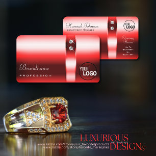 Carte De Visite Ruby Red Gradient Heures d'ouverture Diamonds Logo