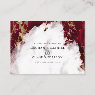 Carte De Visite Ruby Red Marbled Aquarelle Geode BarefootBride™
