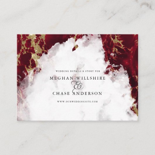 Carte De Visite Ruby Red Marbled Aquarelle Geode BarefootBride™ (Devant)