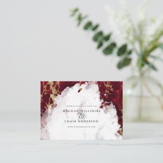 Carte De Visite Ruby Red Marbled Aquarelle Geode BarefootBride™ (Debout devant)