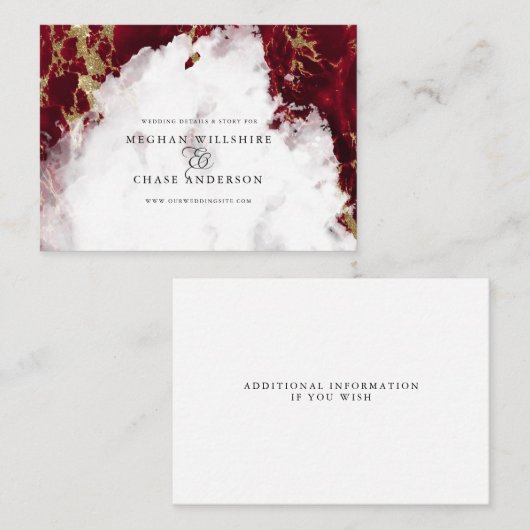 Carte De Visite Ruby Red Marbled Aquarelle Geode BarefootBride™ (Devant / Derrière)