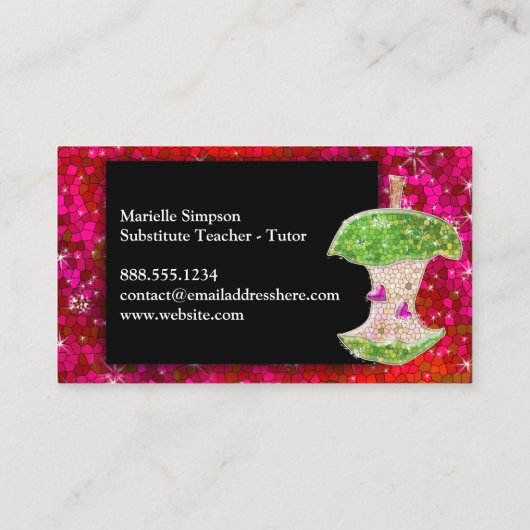 Carte De Visite Ruby Red Parties scintillant Pomme Substitut Ensei (Dos)