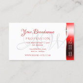 Carte De Visite Ruby Red Shimmer Effets Monogramme Heures d'ouvert (Dos)