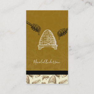 Carte De Visite Ruche d'abeille miel Vintage Chic Naturel Organiqu