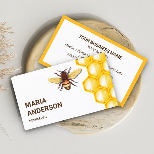 Carte De Visite Ruche en nid d'abeille jaune abeille apiculteur