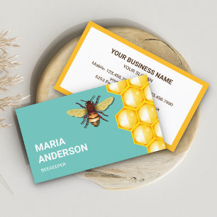 Carte De Visite Ruche en nid d'abeilles jaune abeille miel apicult