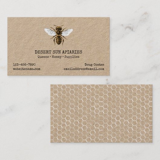 Carte De Visite Rucher rustique d'abeille (Devant / Derrière)