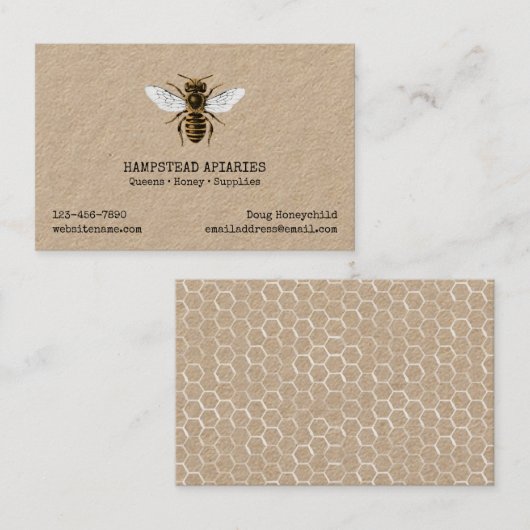 Carte De Visite Rucher rustique d'abeille (Devant / Derrière)