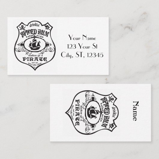 Carte De Visite Rum épicé Pirate Boisson Thunder_Cove  (Devant / Derrière)