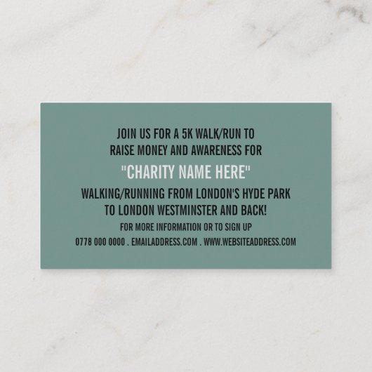 Carte De Visite Runner, Carity Run-Walk-a-Thon Event (Dos)