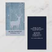 Carte De Visite Russe Bleu Bois Reindeer Pays Noël (Devant / Derrière)