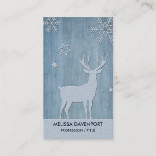 Carte De Visite Russe Bleu Bois Reindeer Pays Noël