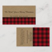 Carte De Visite Russe Buffalo Plaid Joyeux Kraft de Noël (Devant / Derrière)