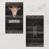 Carte De Visite Russe Floral Vache Crâne Boho Chic Glam Personnali (Devant / Derrière)