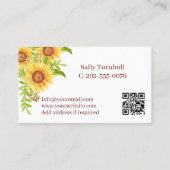 Carte De Visite Russe Floral Yellow Sunflower Code QR (Dos)