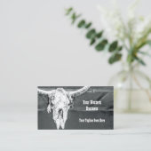 Carte De Visite Russe Ouest Charcoal Grey White Bull Cow Skull (Debout devant)
