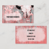 Carte De Visite Russe rose Western Taureau Taureau Bois (Devant / Derrière)