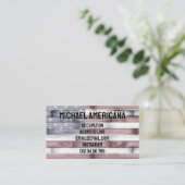 Carte De Visite Russe Rouge Blanc Bleu Bois américain drapeau Amér (Debout devant)