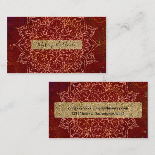 Carte De Visite Rust Red Mandala Gold Glam (Devant / Derrière)