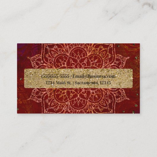 Carte De Visite Rust Red Mandala Gold Glam (Dos)