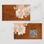 Carte De Visite Rust Terracotta Fleurs et Pampas Grass Business (Devant / Derrière)