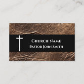 Carte De Visite Rustic Aged Walnut Leather Church (Devant)