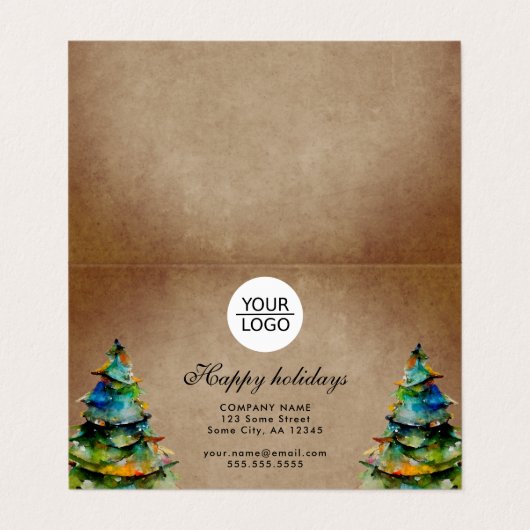 Carte De Visite Rustic Ajouter Logo Texte Personnalisé Arbre de No (Extérieur déplié)