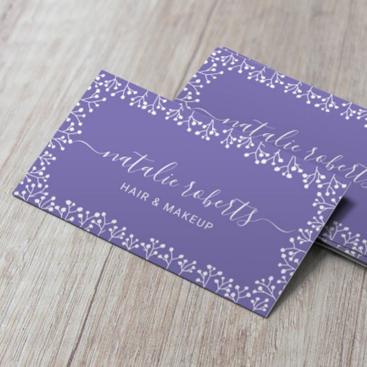 Carte De Visite Rustic Baby's Breath Flowers Purple Salon & Spa