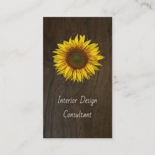 Carte De Visite Rustic Barn Wood Sunflower Designer QR code (Devant)