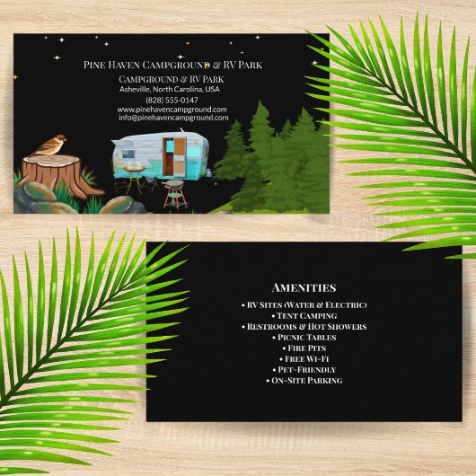 Carte De Visite Rustic Campground RV Park Outdoor Layout