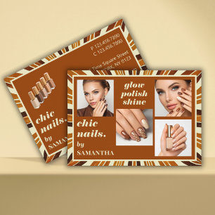 Carte De Visite Rustic Chic Nail Salon Business Photo Collage