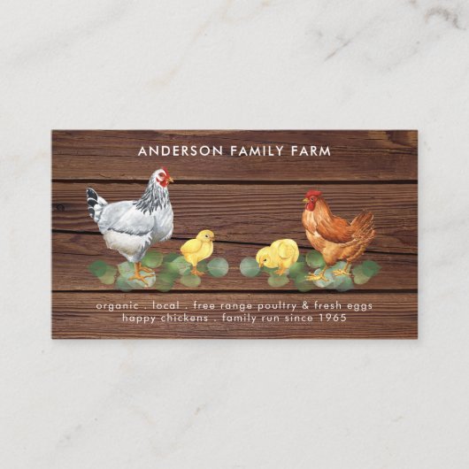 Carte De Visite Rustic Country Chicken Farm Oeufs frais QR Code