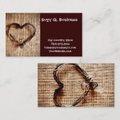 Carte De Visite Rustic Country Twine Heart on Burlap Imprimer (Devant / Derrière)