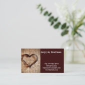 Carte De Visite Rustic Country Twine Heart on Burlap Imprimer (Debout devant)