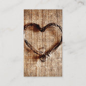 Carte De Visite Rustic Country Twine Heart on Burlap Imprimer (Dos)