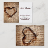 Carte De Visite Rustic Country Twine Heart on Burlap Imprimer (Devant / Derrière)