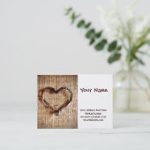Carte De Visite Rustic Country Twine Heart on Burlap Imprimer (Debout devant)