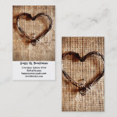 Carte De Visite Rustic Country Twine Heart on Burlap Imprimer (Devant / Derrière)