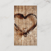 Carte De Visite Rustic Country Twine Heart on Burlap Imprimer (Dos)