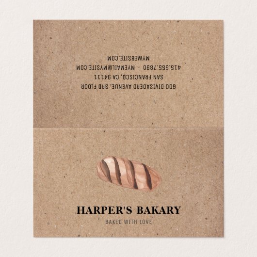 Carte De Visite Rustic Croissant Logo Tente Bakery (Extérieur déplié)