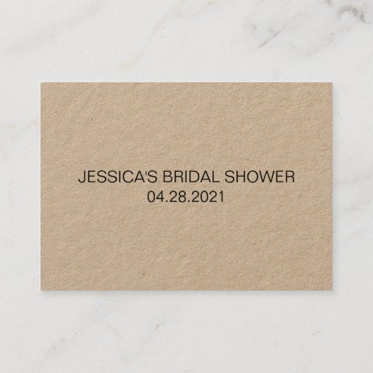 Carte De Visite Rustic Devine Combien De Fêtes des mariées Jeu (Dos)