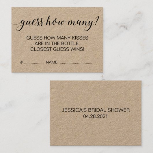 Carte De Visite Rustic Devine Combien De Fêtes des mariées Jeu (Devant / Derrière)