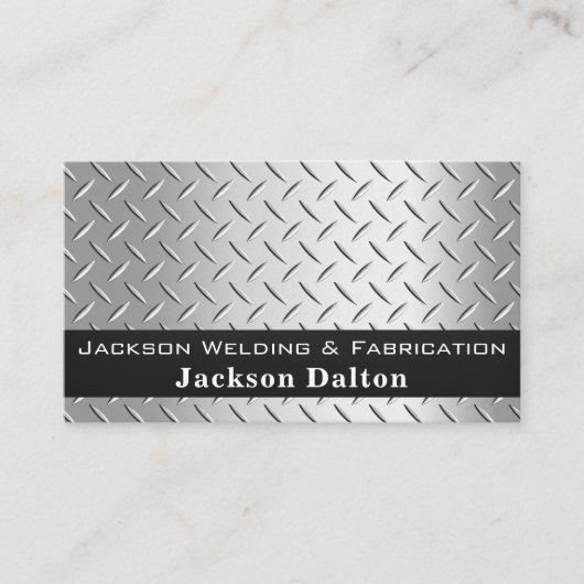 Carte De Visite Rustic Diamond Plate Tradesman QR Code Template  (Devant)