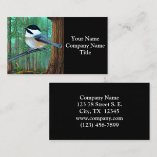 Carte De Visite Rustic Evergreen Pine Chickadee