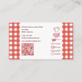 Carte De Visite Rustic Farmhouse Gingham QR Code Bakery (Dos)
